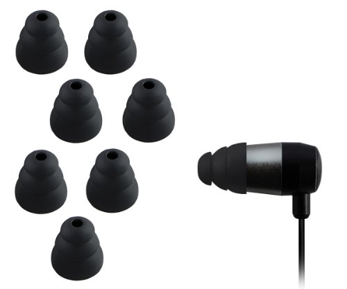 Xcessor Triple Flange 4 Paar (Satz Mit 8 Stück) Gummi Silikon Ohrpolster Ohrstöpsel Für In-Ear Ohrhörer. Kompatibel Mit Den Meisten In-Ohr Markenkopfhörern. Größe: M (Mittel). Farbe: Schwarz von Xcessor