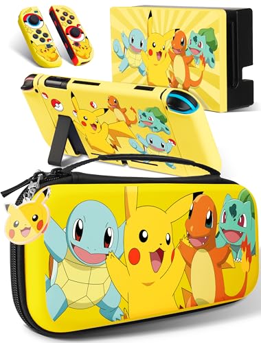 Xcitifun Tragetasche kompatibel mit Nintendo Switch für Joycon Case & Dock-Cover & Reisetasche & Schlüsselanhänger 7-in-1 Zubehör-Set Switch Schutzhüllen für Jungen Mädchen Kinder - Gelb Tier Xcitifun Tragetasche kompatibel mit Nintendo Switch für Joycon Case & Dock-Cover & Reisetasche & Schlüsselanhänger 7-in-1 Zubehör-Set Switch Schutzhüllen für Jungen Mädchen Kinder - Gelb Tier von Xcitifun