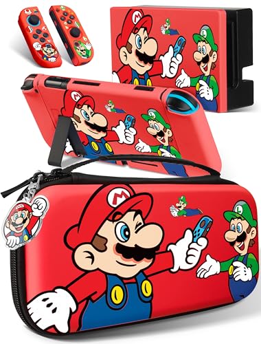 Xcitifun Tragetasche kompatibel mit Nintendo Switch für Joycon Case & Dock-Cover & Reisetasche & Schlüsselanhänger 7-in-1 Zubehör-Set Switch Schutzhüllen für Jungen Mädchen Kinder – Red Friends Xcitifun Tragetasche kompatibel mit Nintendo Switch für Joycon Case & Dock-Cover & Reisetasche & Schlüsselanhänger 7-in-1 Zubehör-Set Switch Schutzhüllen für Jungen Mädchen Kinder – Red Friends von Xcitifun