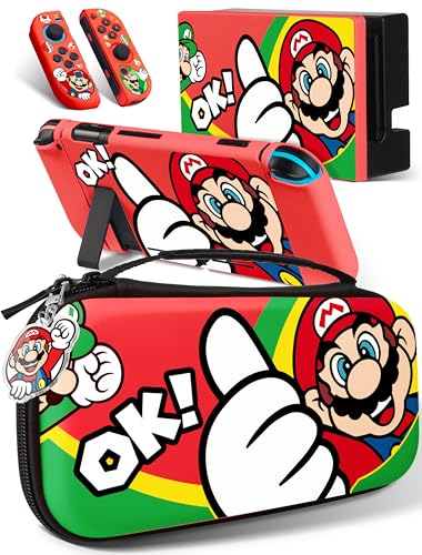 Xcitifun Tragetasche kompatibel mit Nintendo Switch für Joycon Case & Dock-Cover & Reisetasche & Schlüsselanhänger 7-in-1 Zubehör-Set Switch Schutzhüllen für Jungen Mädchen Kinder - Roter Daumen Xcitifun Tragetasche kompatibel mit Nintendo Switch für Joycon Case & Dock-Cover & Reisetasche & Schlüsselanhänger 7-in-1 Zubehör-Set Switch Schutzhüllen für Jungen Mädchen Kinder - Roter Daumen von Xcitifun