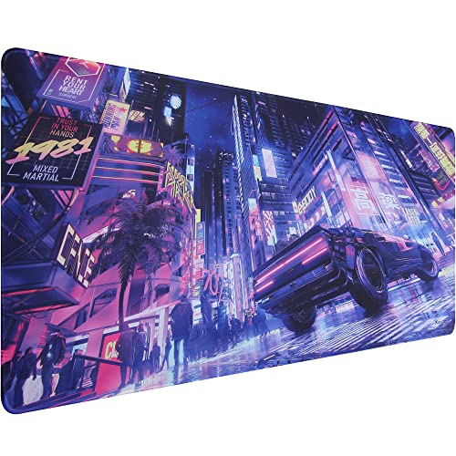 Xcosmic Gaming Mouse Mat XXL Mouse Mat(900 x 400 mm) Large Mouse & Keyboard Mouse Pad,Special Surface to Improves Precision and Speed,Non-Slip Rubber Base Desk Mat(DE12-neoncar) von Xcosmic