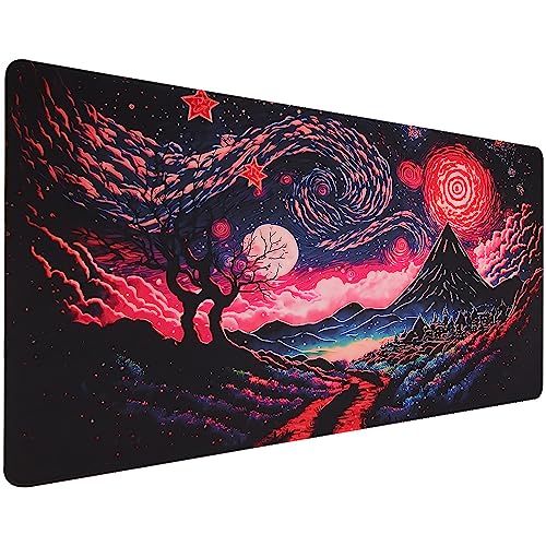Xcosmic Gaming Mouse Mat XXL Mouse Mat(900 x 400 mm) Large Mouse & Keyboard Mouse Pad,Special Surface to Improves Precision and Speed,Non-Slip Rubber Base Desk Mat(DE13-colornight) von Xcosmic