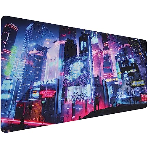 Xcosmic Gaming Mouse Mat XXL Mouse Mat(900 x 400 mm) Large Mouse & Keyboard Mouse Pad,Special Surface to Improves Precision and Speed Anime mauspad,Non-Slip Rubber Base Desk Mat(DE17-neon) von Xcosmic
