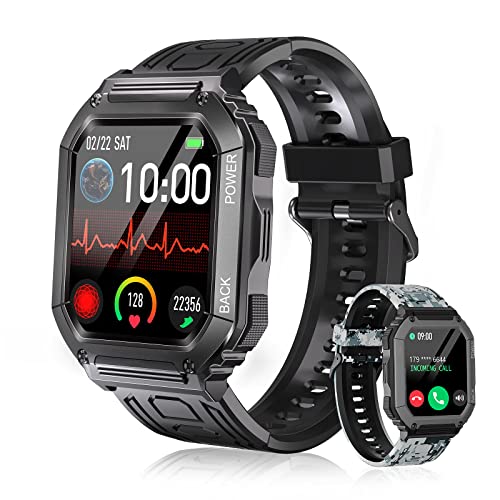 Xeletu Smartwatch Herren mit Telefonfunktion, 1,8”Touchscreen IP68 Wasserdicht Armbanduhr mit Blutdruckmessung Schlafmonitor, SpO2, Outdoor Sportuhr 100+Sportmodi, 20+Tage Akku Fitness Tracker von Xeletu