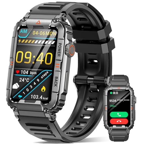 Xeletu Smartwatch für Herren, 1,57" HDTouchscreen Smart Watch mit Bluetooth Anrufe 100+ Sportmodi, Message Reminder, IP68 Wasserdicht, Schrittzähler, Schlafmonitor Fitnessuhr für Android iOS(Schwarz) von Xeletu