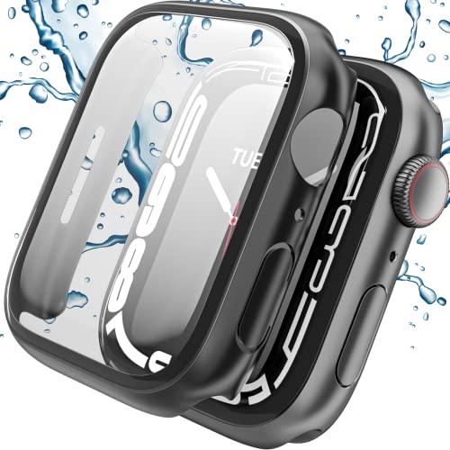 XELOTECH Wasserfeste Hülle Mit Schutzglas für Apple Watch Series 7 41mm - Schutzhülle mit 9H Glas von XeloTech
