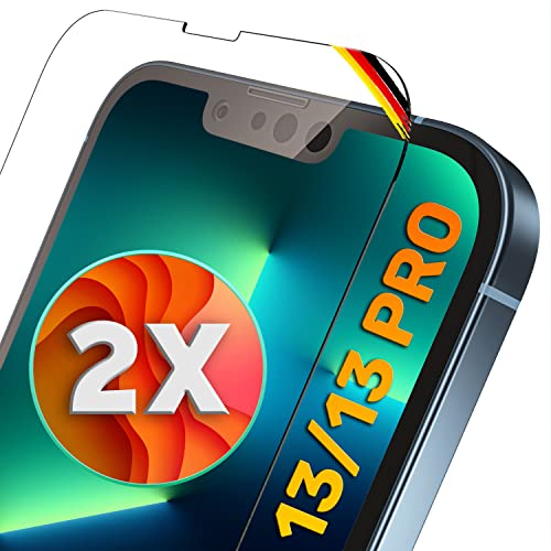 XeloTech Schutzglas für iPhone 13/13 Pro (6.1), 9H+ Härtegrad, Premium Displayschutz schützt Komplett das Display, 2 Stück von XeloTech