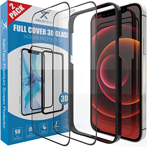 XeloTech [2x Stück] 3D/4D Schutzglas für iPhone 12 MINI 5.4 Zoll, Full Cover Glas, Displayschutzfolie, Panzerfolie, Glas Folie, 9H von XeloTech