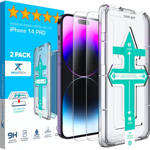 XeloTech Premium Schutzglas für iPhone 14 PRO - [2xStück] - hochwertiger Displayschutz - robuste Panzerfolie - Folie aus Hartglas - 9H Glasfolie von XeloTech