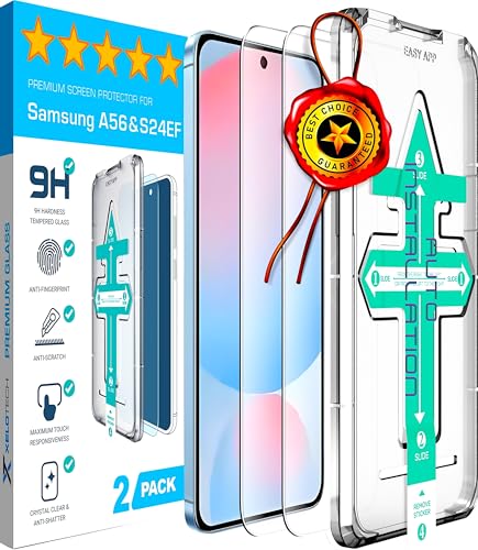 XeloTech Schutzglas für Samsung Galaxy A56/S24FE, Mit Schablone - Automatische Ausrichtung, Echtes hartes 9H+ Premium Glas, Keine weiche Plastik-Folie, 2 Gläser XeloTech Schutzglas für Samsung Galaxy A56/S24FE, Mit Schablone - Automatische Ausrichtung, Echtes hartes 9H+ Premium Glas, Keine weiche Plastik-Folie, 2 Gläser von XeloTech