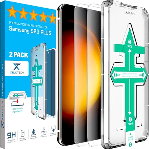 XeloTech Schutzglas für Samsung Galaxy S23 Plus / S23+, Echtes hartes 9H Premium Glas - Keine weiche Plastik-Folie - Kompatibel mit Hüllen von XeloTech