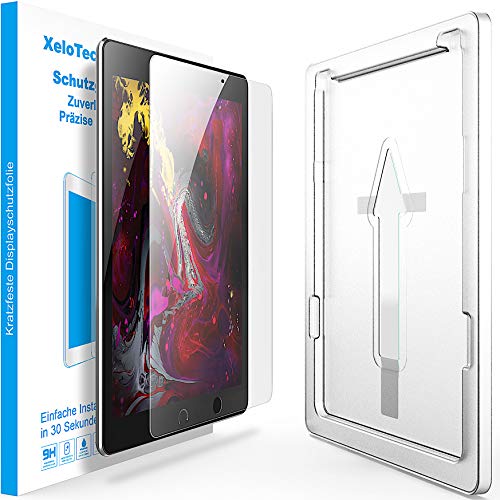 XeloTech Schutzglas für iPad Air 10.5 Zoll (2019) / iPad Pro 10.5 (2017) - Mit Schablone - Kompatibel mit Hülle & Case - Panzerfolie, Hartglas, Schutzfolie von XeloTech