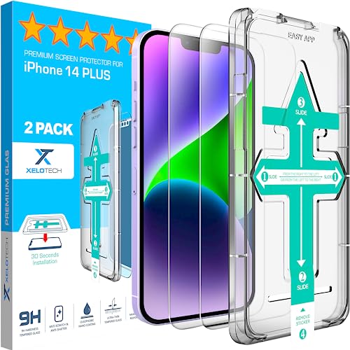 XeloTech Schutzglas für iPhone 14 Plus - Echtes Premium Hartglas - Keine Schutzfolie aus Plastik (Ultra Transparent) von XeloTech