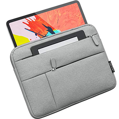 XeloTech schlanke Tasche für iPad Pro 11, iPad Air 10.9 2020, iPad 10.5, 9.7, Surface Go, Top Schutz - Extra Seitentaschen für Kabel & Zubehör von XeloTech