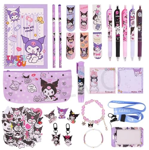 Xencca Niedliches Schulbedarf-Set, Kawaii-Schreibwaren-Geschenk-Set, inklusive Armbänder, Federmäppchen, Notizbuch, Kugelschreiber, Radiergummi, Ausweishalter, Lesezeichen, Aufkleber für Kinder von Xencca