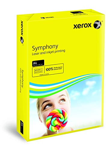 Xerox 003R93952 farbiges Druckerpapier Kopierpapier Symphony intensiv Din A4, 80 g/m², 500 Blatt pro Pack, sonnengelb von Xerox