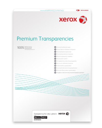 Xerox 003R98199 Premium Universal-Overheadfolie papierhinterlegt Packung, mit 100 Blatt in DIN A4 für Laser- und Farblaser, klar von Xerox