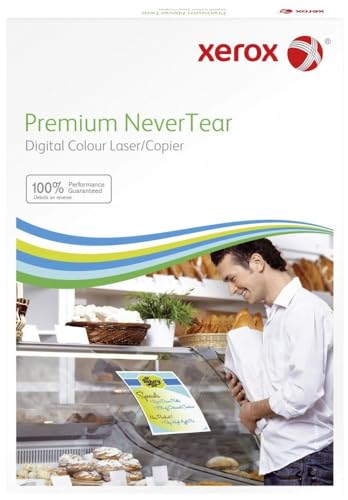 Xerox Premium NeverTear Kunststoffpapier 003R98053 - A3 297 x 420 mm, 195 g/m² - Spezialpapier für Laserdrucker und Kopierer - 100 Blatt - Weiß von Xerox