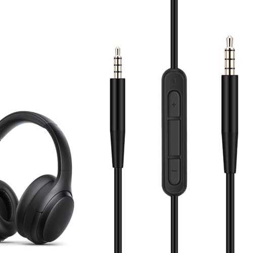 Xerteam Ersatz Audiokabel Kopfhörerkabel Kompatibel mit Bose QC25 QC35 QC45 OE2/2i JBL AKG, 3,5 mm-2,5 mm Audio Kabel, Tastensteuerung/Lautstärkeregler mit Omnidirektionales Mikrofon (Schwarz/1.6m) von Xerteam