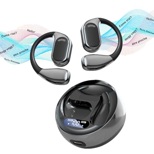 ÜBersetzer KopfhöRer, Kopfhörer Kabellos Bluetooth 144 SprachüBersetzer Mit Echtzeit, Open Ear Kopfhörer Bluetooth Type-C Ohrhörer Bluetooth Rauschreduzierung Von Bis Zu 30 DB (Schwarz,Übersetzung) von Xevinas