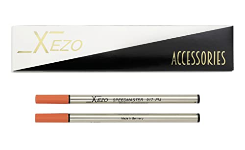 Xezo 917 FM Standard Rollerball Pen Tintennachfüllungen, schwarze Tinte. Mittlere Strichstärke. Packung mit 2 von Xezo
