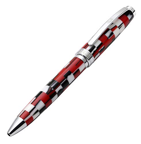 Xezo Urbanite II Kugelschreiber, Mittlere Spitze. Sportliches Rot, Schwarz und Weiß kariertes Acryl auf Messing. Verchromt. Handgefertigt, Limitierte Auflage, Seriennummeriert Xezo Urbanite II Kugelschreiber, Mittlere Spitze. Sportliches Rot, Schwarz und Weiß kariertes Acryl auf Messing. Verchromt. Handgefertigt, Limitierte Auflage, Seriennummeriert von Xezo