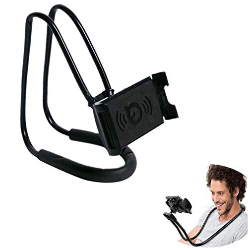 Lazy Handy-Halterung zum Aufhängen am Hals, Xfaiz Flexible lange Arme Ständer Clip Halter Ständer 360 Grad drehbar DIY frei drehbar mehrere Funktionen für Schreibtisch Bett Fahrrad (schwarz) von xfaiz