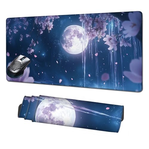 Gaming Mauspad XXL,1600x800mm Mauspad Mond Mousepad Kirschblüten Schreibtischunterlage mit rutschfeste Gummibasis,Vernähte Kanten Mouse Pad Verbessert Geschwindigkeit Präzision,Zubehör Gaming X1-1974 Gaming Mauspad XXL,1600x800mm Mauspad Mond Mousepad Kirschblüten Schreibtischunterlage mit rutschfeste Gummibasis,Vernähte Kanten Mouse Pad Verbessert Geschwindigkeit Präzision,Zubehör Gaming X1-1974 von Xhgtehng