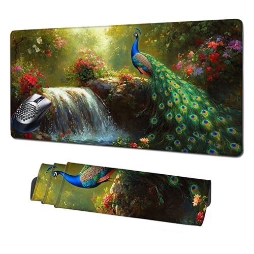 Gaming Mauspad XXL,1600x800mm Mauspad Wasserfall Mousepad Pfau Schreibtischunterlage mit rutschfeste Gummibasis,Vernähte Kanten Mouse Pad Verbessert Geschwindigkeit Präzision,Zubehör Gaming X1-1858 Gaming Mauspad XXL,1600x800mm Mauspad Wasserfall Mousepad Pfau Schreibtischunterlage mit rutschfeste Gummibasis,Vernähte Kanten Mouse Pad Verbessert Geschwindigkeit Präzision,Zubehör Gaming X1-1858 von Xhgtehng