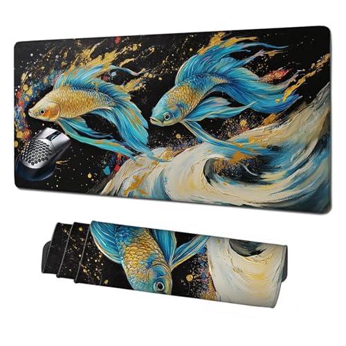 Gaming Mauspad XXL,1600x800x3mm Mauspad Blau Mousepad Fisch Schreibtischunterlage mit rutschfeste Gummibasis,Vernähte Kanten Mouse Pad Verbessert Geschwindigkeit und Präzision,Zubehör Gaming X1-1876 Gaming Mauspad XXL,1600x800x3mm Mauspad Blau Mousepad Fisch Schreibtischunterlage mit rutschfeste Gummibasis,Vernähte Kanten Mouse Pad Verbessert Geschwindigkeit und Präzision,Zubehör Gaming X1-1876 von Xhgtehng