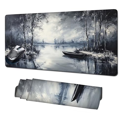 Gaming Mauspad XXL,1600x800x3mm Mauspad Grau Mousepad See Schreibtischunterlage mit rutschfeste Gummibasis,Vernähte Kanten Mouse Pad Verbessert Geschwindigkeit und Präzision,PC Zubehör Gaming X1-1900 von Xhgtehng