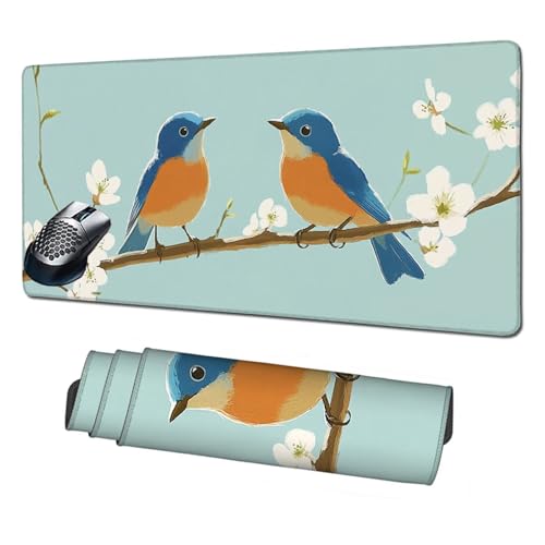 XXL Mauspad Blume Mousepad 1600x800x3mm, rutschfeste Schreibtischunterlage Vogel Gaming Mauspad, Mouse Pad mit Vernähten Kanten, Wasserdicht Mauspads für PC, Büro, Laptop, Computer, Geschenke X1-1979 von Xhgtehng