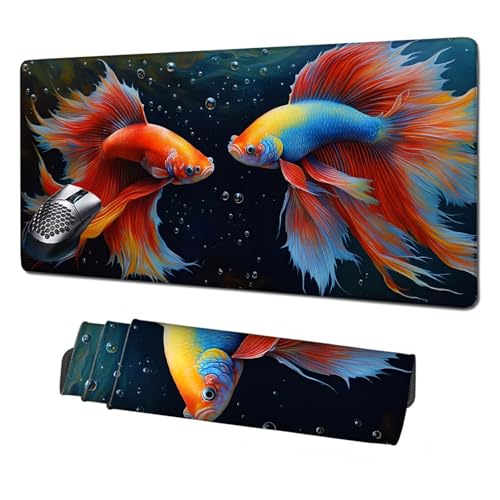 XXL Mauspad Fisch Mousepad 1600x800x3mm, Rutschfeste Schreibtischunterlage Orange Gaming Mauspad, Mouse Pad mit Vernähten Kanten, Wasserdicht Mauspads für PC, Büro, Laptop, Computer, Geschenke X1-1991 XXL Mauspad Fisch Mousepad 1600x800x3mm, Rutschfeste Schreibtischunterlage Orange Gaming Mauspad, Mouse Pad mit Vernähten Kanten, Wasserdicht Mauspads für PC, Büro, Laptop, Computer, Geschenke X1-1991 von Xhgtehng