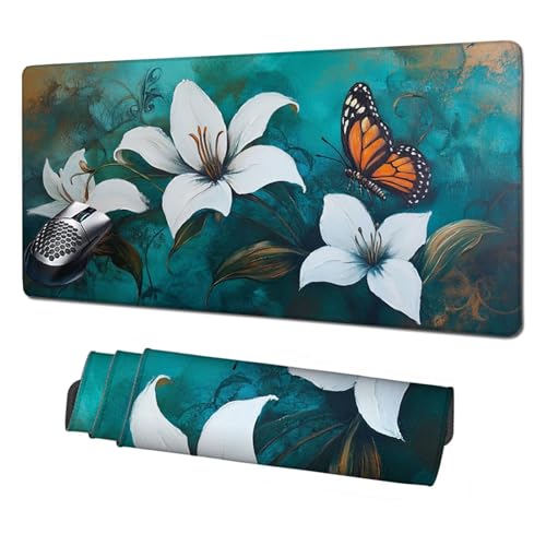 XXL Mauspad Lilie Mousepad 1600x800x3mm,Rutschfeste Schreibtischunterlage Schmetterling Gaming Mauspad,Mouse Pad mit Vernähten Kanten,Wasserdicht Mauspads für PC,Büro,Laptop,Computer,Geschenke X1-1931 XXL Mauspad Lilie Mousepad 1600x800x3mm,Rutschfeste Schreibtischunterlage Schmetterling Gaming Mauspad,Mouse Pad mit Vernähten Kanten,Wasserdicht Mauspads für PC,Büro,Laptop,Computer,Geschenke X1-1931 von Xhgtehng