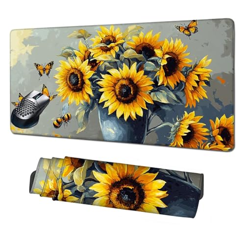 XXL Mauspad Schmetterling Mousepad 1600x800x3mm,rutschfeste Schreibtischunterlage Sonnenblume Gaming Mauspad,Mouse Pad mit Vernähten Kanten,Wasserdicht Mauspads für PC,Büro,Laptop,Computer X1-1971 XXL Mauspad Schmetterling Mousepad 1600x800x3mm,rutschfeste Schreibtischunterlage Sonnenblume Gaming Mauspad,Mouse Pad mit Vernähten Kanten,Wasserdicht Mauspads für PC,Büro,Laptop,Computer X1-1971 von Xhgtehng