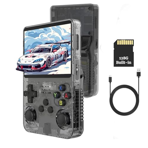 XiFanHo R36S Retro Handheld Game Console 128G - 3.5“ IPS Bildschirm mit 20000+ Classic Games Tragbarer Pocket Video Game Player Open Source Linux OS mit 3200mAh Batterie (Schwarz) von XiFanHo