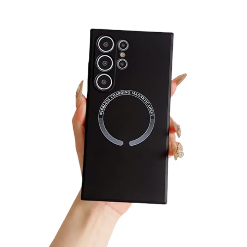 XiJiefa Hülle für Samsung Galaxy S25 Ultra – Magnetic Charging, Samsung Galaxy S25 Ultra Hülle stoßfest Kratzfest，integrierteKamera aus silikon Rundumschutz(Schwarz von XiJiefa