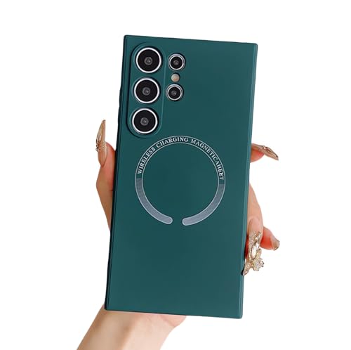 XiJiefa Hülle für Samsung Galaxy S25 Ultra – Magnetic Charging, Samsung Galaxy S25 Ultra Hülle stoßfest Kratzfest，integrierteKamera aus silikon Rundumschutz （Grün） von XiJiefa