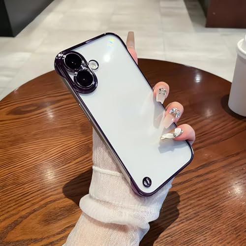 XiJiefa Nie Vergilbung Klar Hülle für iPhone 16, [Militärischer Schutz] Stoßfest Transparent Schutzhülle Dünn Durchsichtige Case， iPhone 16 Schutzhülle, passend für iPhone 16（lila） von XiJiefa