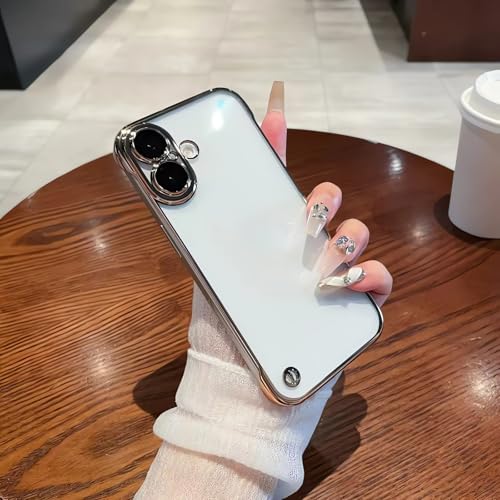 XiJiefa Nie Vergilbung Klar Hülle für iPhone 16 Plus, [Militärischer Schutz] Stoßfest Transparent Schutzhülle Dünn Durchsichtige Case， iPhone 16 Plus Schutzhülle, passend für iPhone 16 Plus（Gold） von XiJiefa