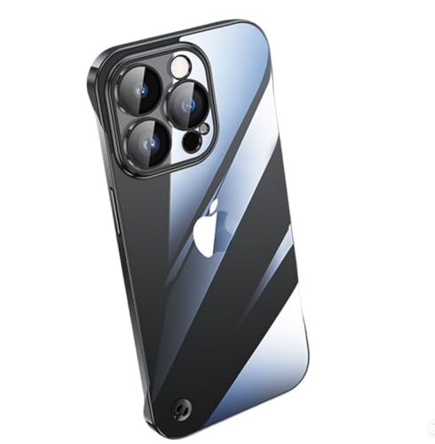 XiJiefa Nie Vergilbung Klar Hülle für iPhone 16 Pro, [Militärischer Schutz] Stoßfest Transparent Schutzhülle Dünn Durchsichtige Case， iPhone 16 Pro Schutzhülle, passend für iPhone 16 Pro(Schwarz von XiJiefa