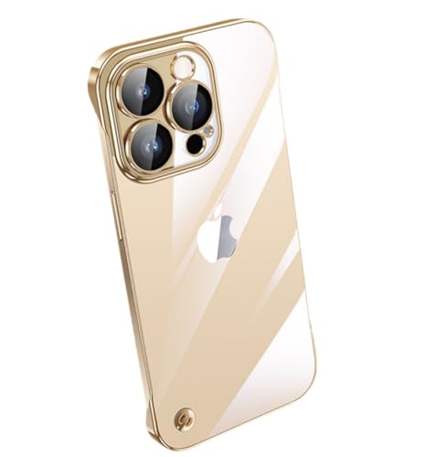 XiJiefa Nie Vergilbung Klar Hülle für iPhone 16 Pro, [Militärischer Schutz] Stoßfest Transparent Schutzhülle Dünn Durchsichtige Case， iPhone 16 Pro Schutzhülle, passend für iPhone 16 Pro（Gold） von XiJiefa