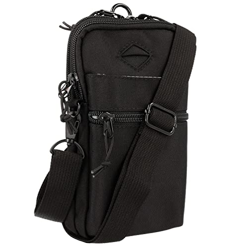 XiRRiX Handytasche zum Umhängen - universal Smartphone Tasche mit Karabiner und Gürtelschlaufe - Gürteltasche Handy für Herren - Holster aus robustem Material - Umhängetasche in schwarz von XiRRiX
