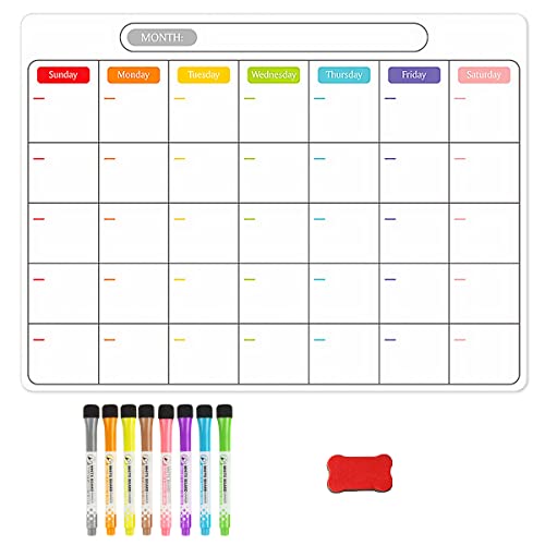 Magnetisches Whiteboard A3, XiXiRan Wochenplaner Magnettafel Abwischbar, Magnetischer Wochenplaner, Kühlschrank-Kalender, Inklusive 8 Farbig Löschbaren Magnetstiften, Wochen/Monatsplan, Notiz Board von XiXiRan