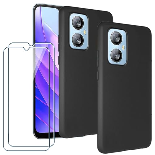 Handyhülle für Blackview A52 Hülle 2 X Schwarz Hülle+ 2 X Panzerglas Gehärtetem Glas Filmschutz Schutzfolien - Silikon Soft Fall TPU Leichte Protection Cover Case(6.5") von Xiangyun