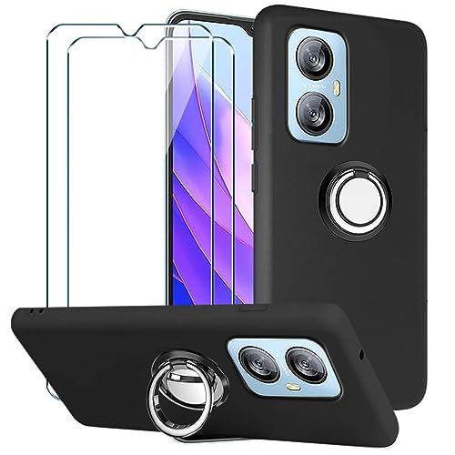 Xiangyun Handyhülle für Blackview A52 Hülle + 2 X Panzerglas Gehärtetem Glas Filmschutz Schutzfolien + 1 X Handy Ring, Silikon Soft Schwarz Fall TPU Leichte Protection Case Cover (6.5") von Xiangyun