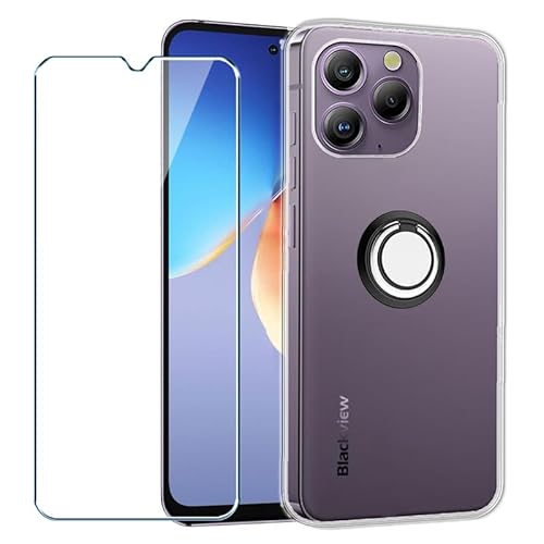Xiangyun Handyhülle für Blackview A96 Hülle + 1 X Schutzfolie Panzerglas Gehärtetem Glas+ 1 X Handy Ring, Silikon Soft Transparent TPU Leichte Protection Kristalle Clear Case Cover (6.5") von Xiangyun