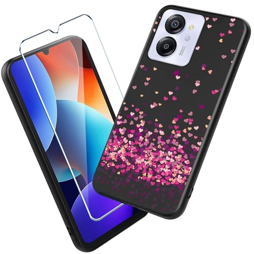 Xiangyun Handyhülle für Blackview Color 8 Hülle mit 1 stück Gehärtetem Glas Protection Schutzfolien, Schwarz Silikon Soft Crystal Black Kratzfest TPU Cover Case (6.75" WM85) von Xiangyun
