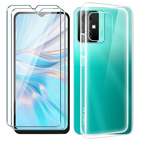 Xiangyun Handyhülle für Blackview Oscal C70 Hülle Transparent + 2 X Panzerglas Gehärtetem Glas Filmschutz Protection Schutzfolien, Silikon Soft Crystal Kratzfest TPU Cover Case(6.56" Clear) von Xiangyun