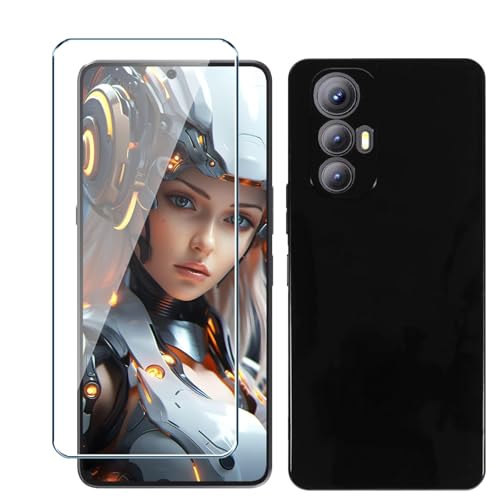 Xiangyun Handyhülle für Cubot Max 5 Hülle mit 1 stück Gehärtetem Glas Protection Schutzfolien, Schwarz Silikon Soft Crystal Black Kratzfest TPU Cover Case(6.95") von Xiangyun